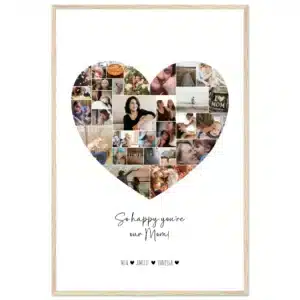 Family Photo Collage Heart Shape Poster